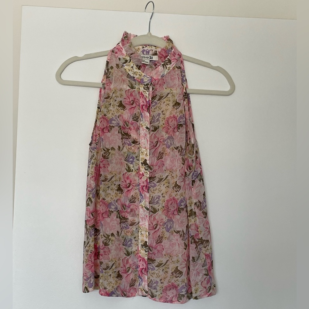 Forever 21 size S floral button down tank top